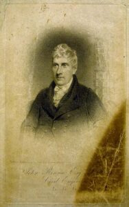 Portrait of john rennie. an elder man with curly hair and victorian clothing